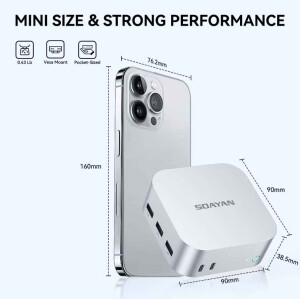 SOAYAN MN-N5 Mini PC Intel N150 12GB RAM 256GB SSD WLAN LAN Silber