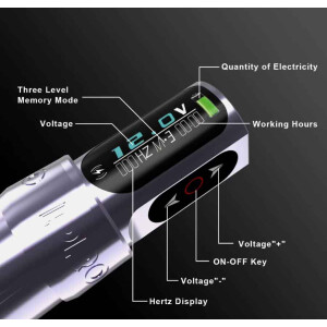 Kabellose Tattoo Maschine 4,0mm 1800mAh Pen 2 Akkus Kernloser Motor Lavender Metallic