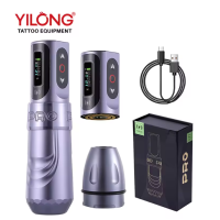 Kabellose Tattoo Maschine 4,0mm 1800mAh Pen 2 Akkus Kernloser Motor Lavender Metallic