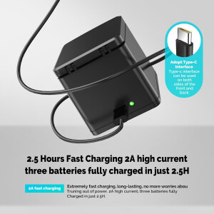 3-fach Akku Ladegerät 3 Akkus 1750mAh GoPro Hero 12 11 10 9 Adaptom