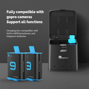 Adaptom 2x Akku 1720mAh GoPro Hero 10 9 GP-BNC-905 Ersatzakku Actioncam