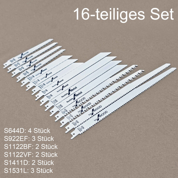 16x Säbelsägeblätter Set Holz Metall S644D S922EF S1122BF S1122VF