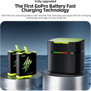 2x Akku 1750mAh Ladebox GoPro Hero 9 10 11 TELESIN GP-FCK-B11