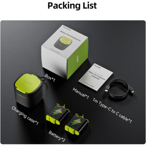 2x Akku 1750mAh Ladebox GoPro Hero 9 10 11 TELESIN GP-FCK-B11