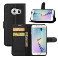 Kunstleder Bookstyle Tasche mit Lasche für Samsung S7 Edge - Black